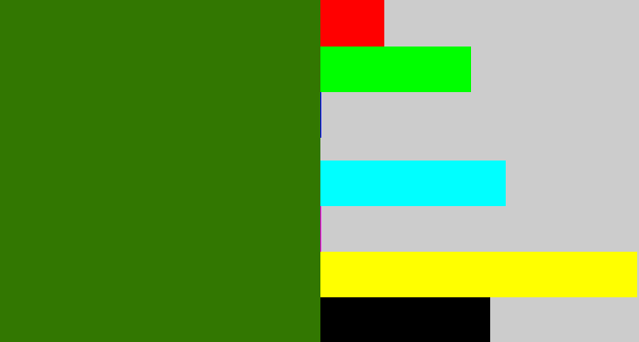 Hex color #327701 - dark grass green