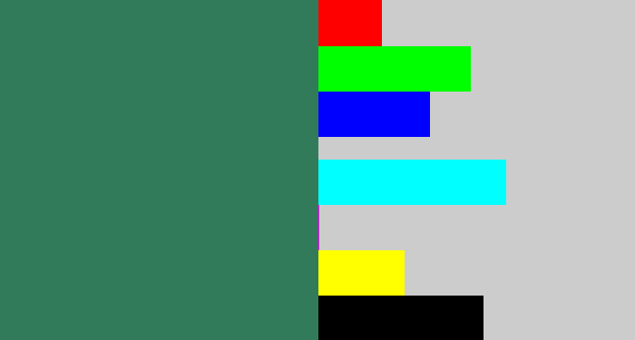 Hex color #327b5a - dark green blue