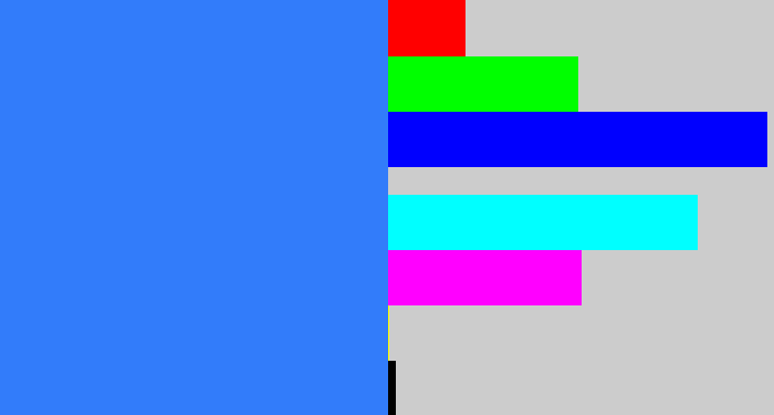 Hex color #327cfa - lightish blue