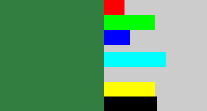 Hex color #327e40 - darkish green