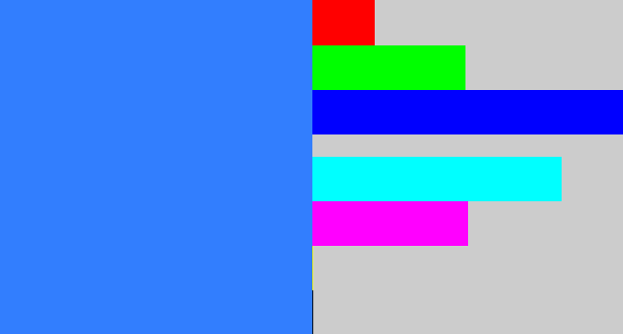 Hex color #327efe - lightish blue