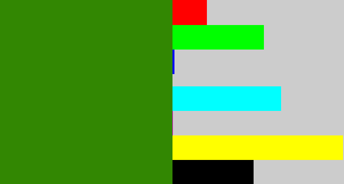 Hex color #328702 - dark grass green