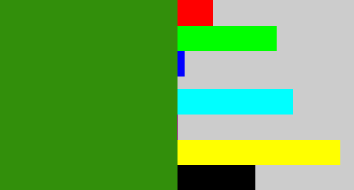 Hex color #328f0b - dark grass green