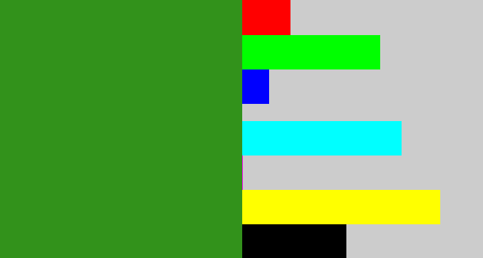 Hex color #32921b - tree green