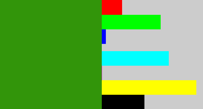 Hex color #32950a - grass green