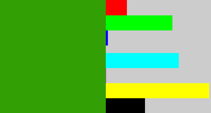 Hex color #32a004 - grassy green