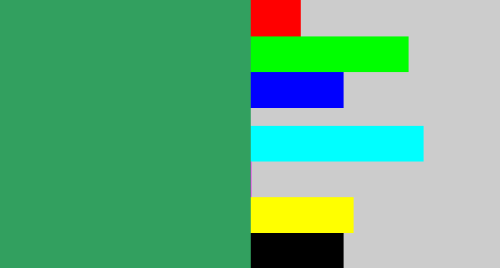 Hex color #32a05f - greenish