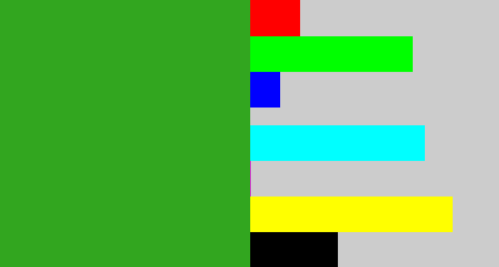Hex color #32a61f - grass green