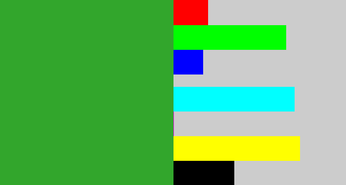 Hex color #32a62c - medium green