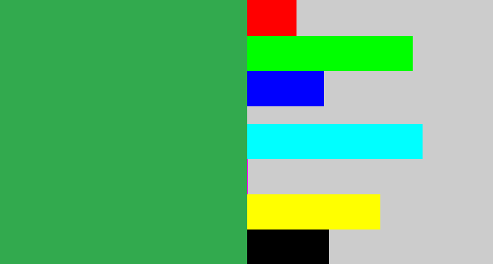 Hex color #32aa4e - medium green