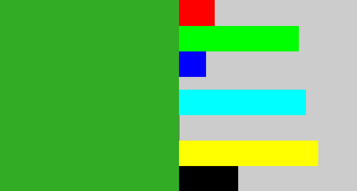 Hex color #32ac25 - green