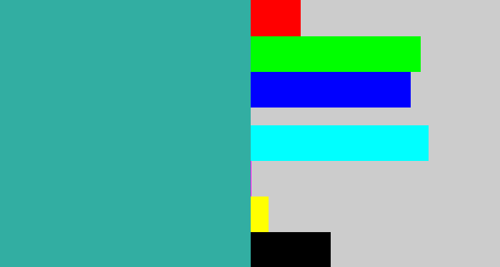 Hex color #32aea2 - tealish