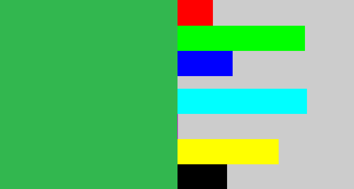 Hex color #32b74f - medium green