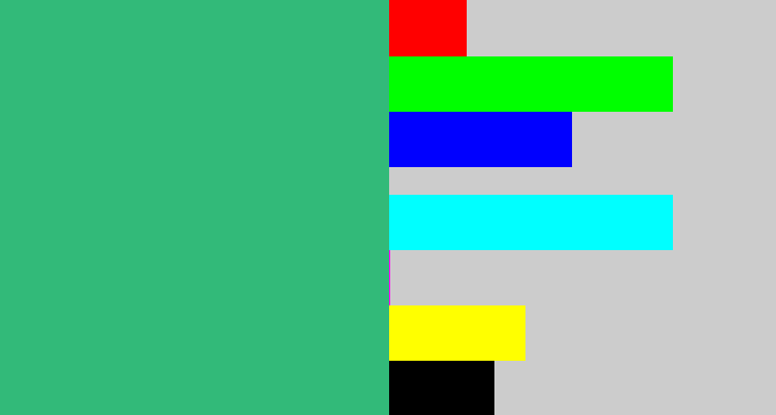 Hex color #32ba79 - bluey green