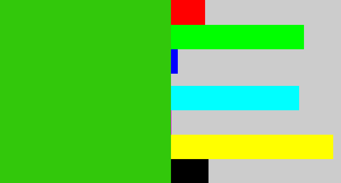 Hex color #32c80b - vivid green