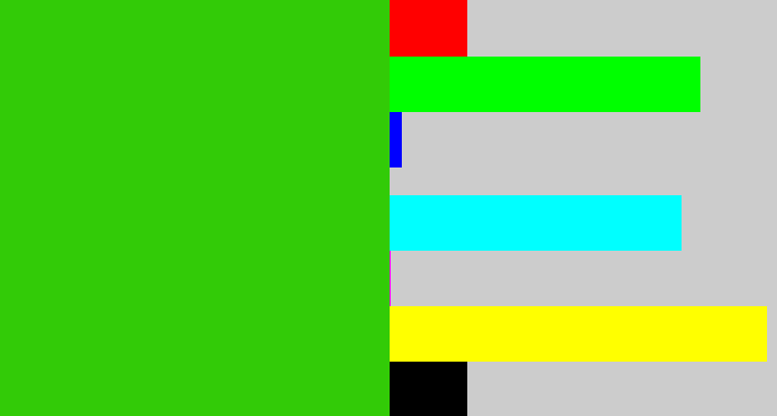 Hex color #32cb07 - vivid green