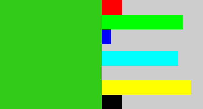 Hex color #32cb18 - vivid green