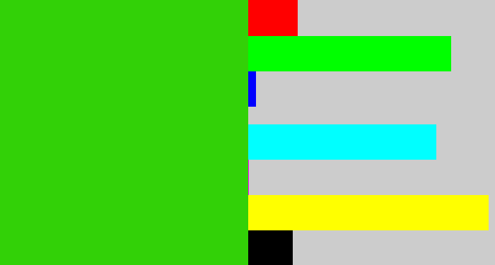 Hex color #32d107 - vivid green