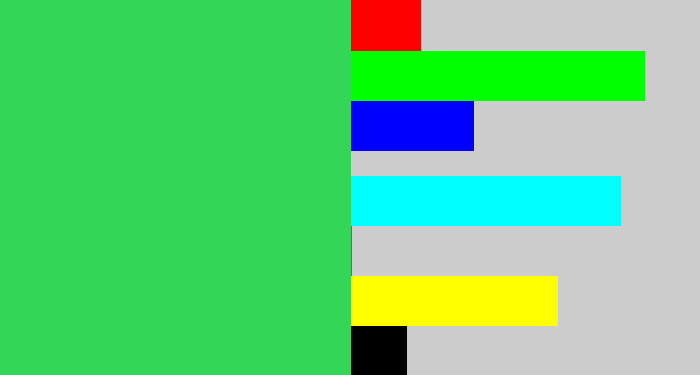Hex color #32d758 - cool green