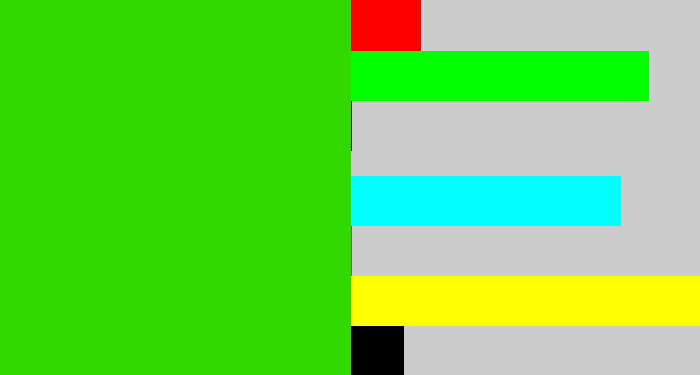 Hex color #32d901 - vivid green