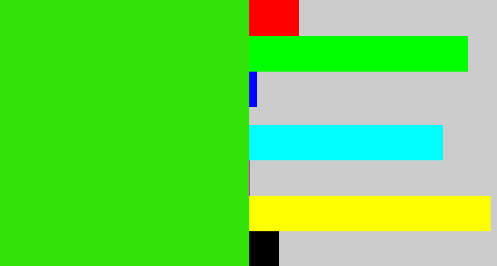 Hex color #32e107 - vivid green