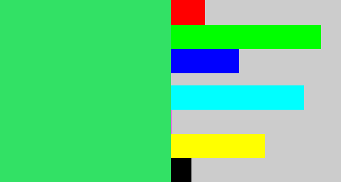 Hex color #32e165 - weird green