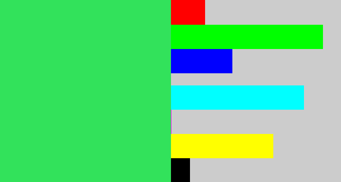 Hex color #32e25b - bright light green