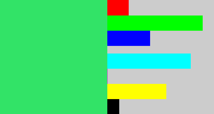 Hex color #32e367 - weird green