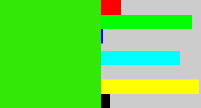Hex color #32e905 - vivid green