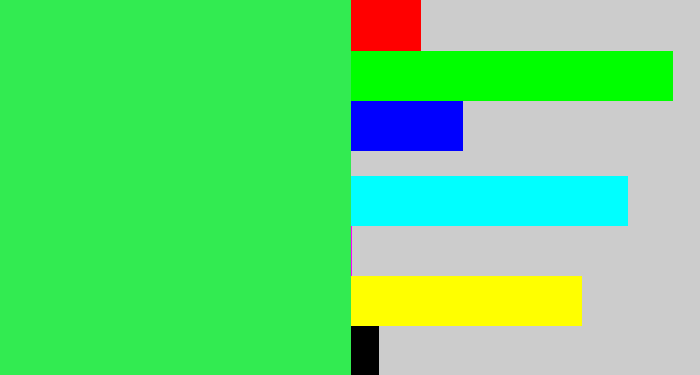 Hex color #32eb51 - bright light green