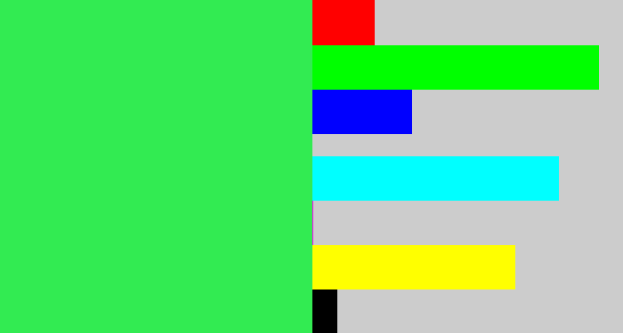 Hex color #32eb52 - bright light green