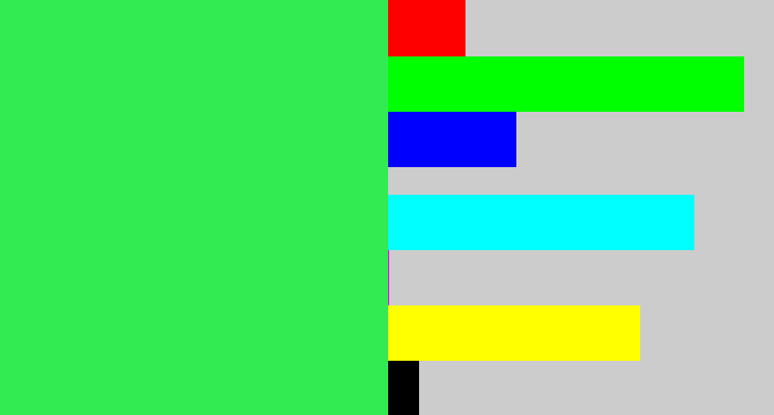 Hex color #32eb53 - bright light green