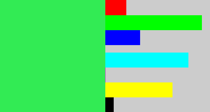 Hex color #32eb54 - bright light green