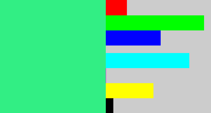 Hex color #32ee84 - weird green