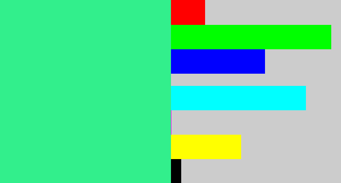 Hex color #32ef8c - weird green