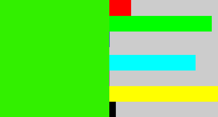 Hex color #32f000 - vivid green