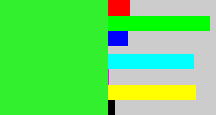Hex color #32f02d - radioactive green