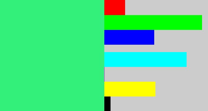 Hex color #32f07a - weird green