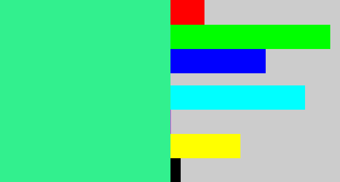 Hex color #32f08e - weird green