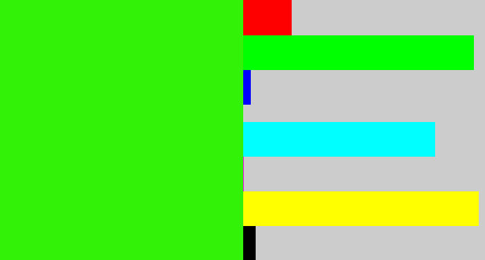Hex color #32f307 - vivid green