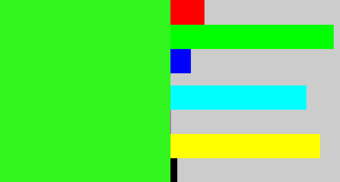 Hex color #32f41e - radioactive green