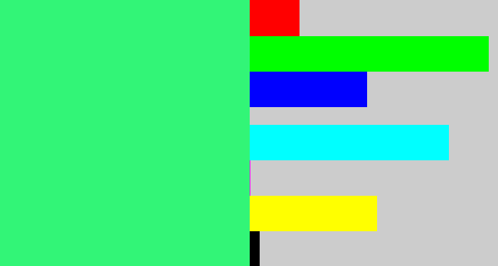 Hex color #32f577 - weird green