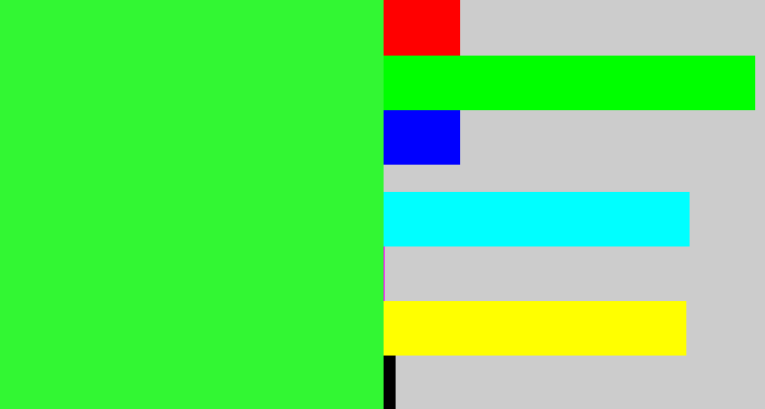 Hex color #32f733 - hot green