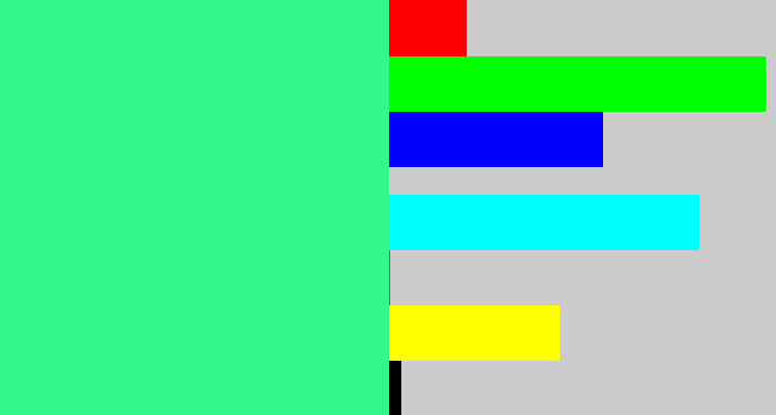 Hex color #32f78b - wintergreen
