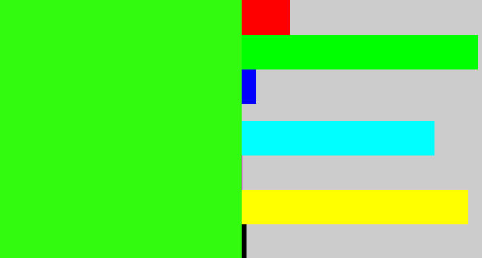 Hex color #32fb0f - vivid green