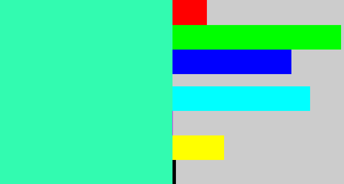 Hex color #32fbb0 - greenish cyan