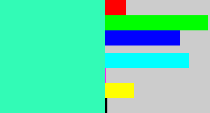 Hex color #32fbb6 - greenish cyan