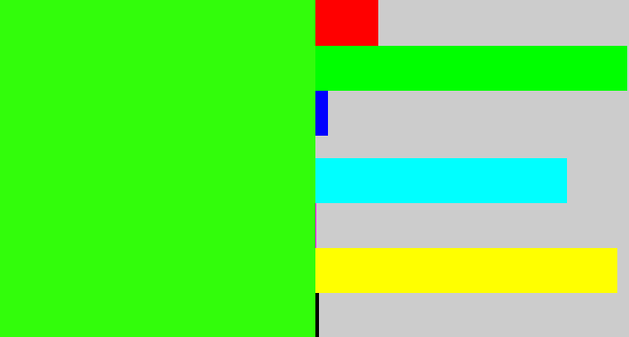 Hex color #32fd0b - vivid green