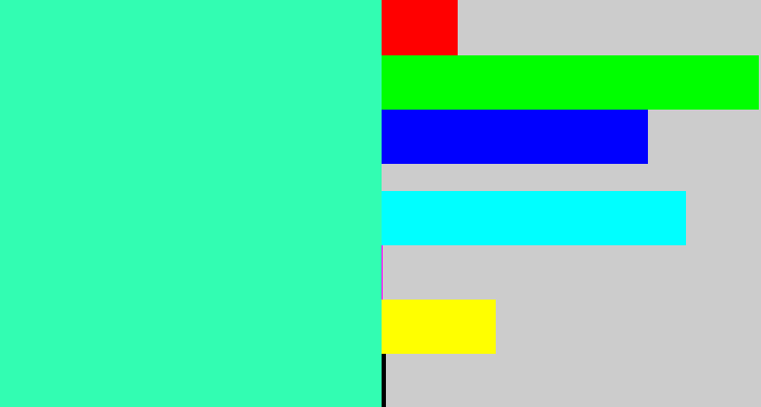 Hex color #32fdb2 - greenish cyan