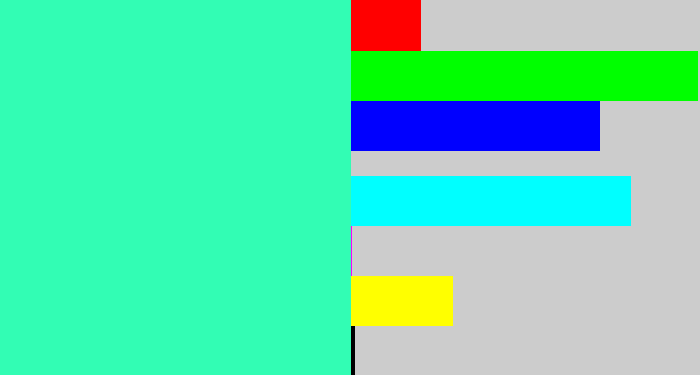 Hex color #32fdb4 - greenish cyan